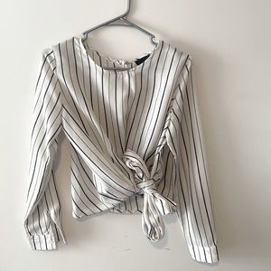 White blouse with black stripes
